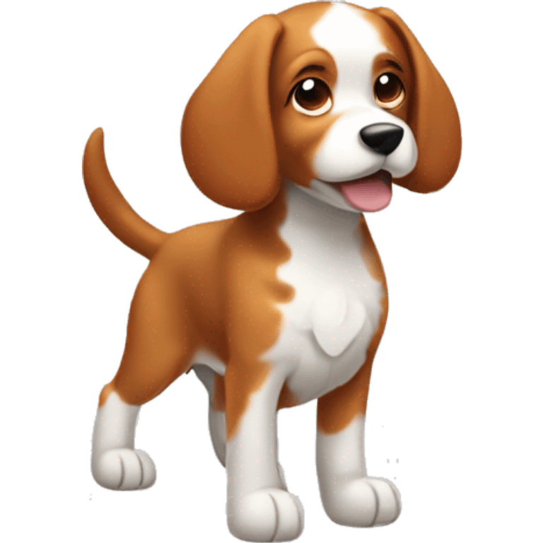 A red-haired little dog with floppy ears and speckled white paws emoji