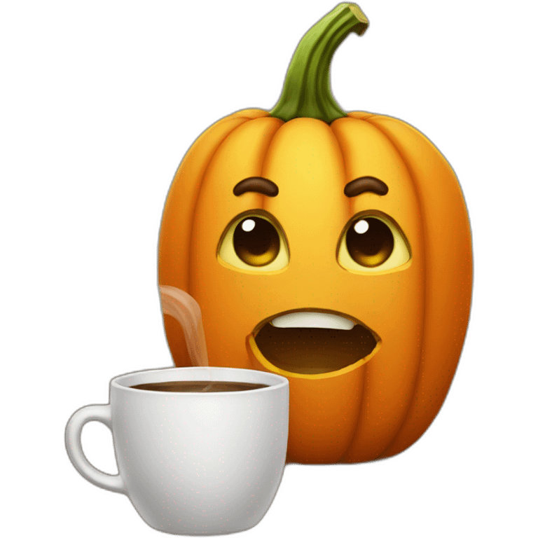 pumpkin drinking coffee emoji