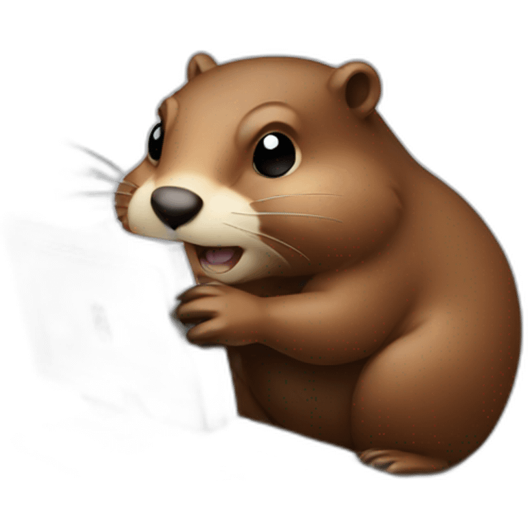 beaver using computer emoji