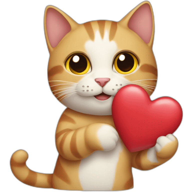 cat holding a heart in his hands emoji