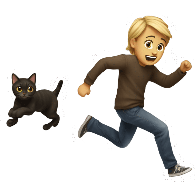 Me chasing cat emoji