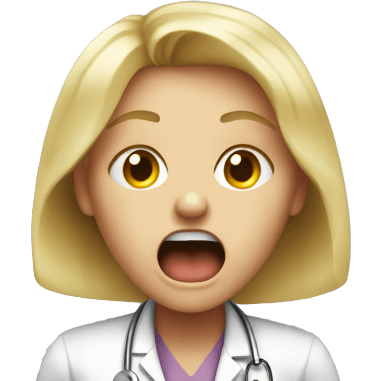 angry blonde girl screams at doctor emoji