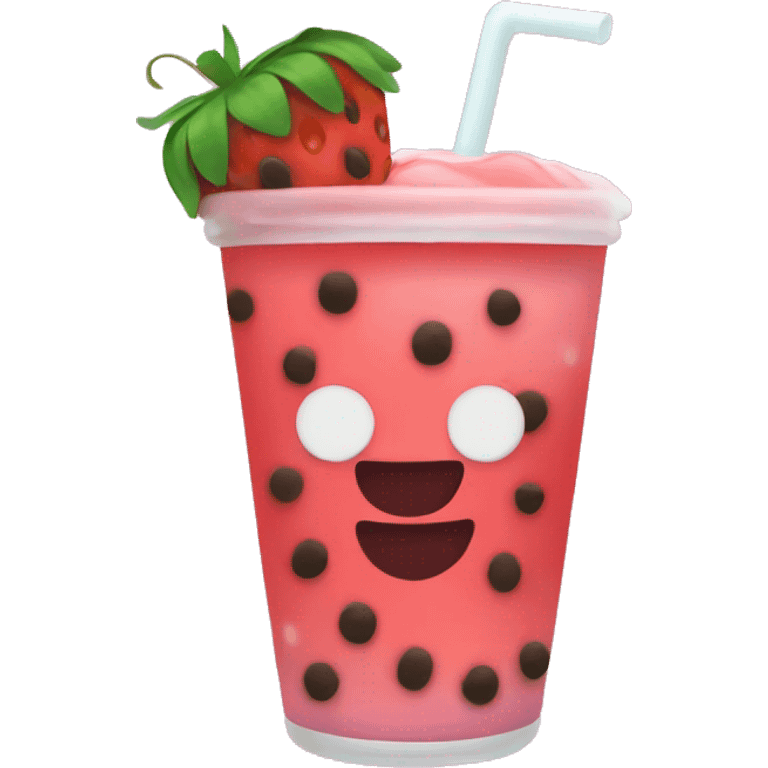 Boba tea strawberry emoji