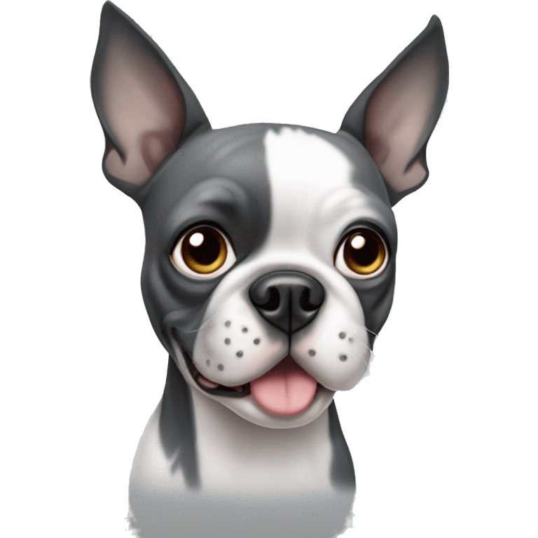 Grey and white Boston terrier emoji