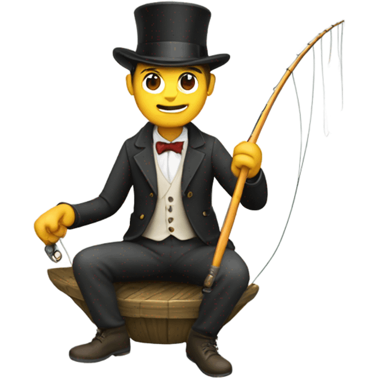 guy fishing with top hat emoji