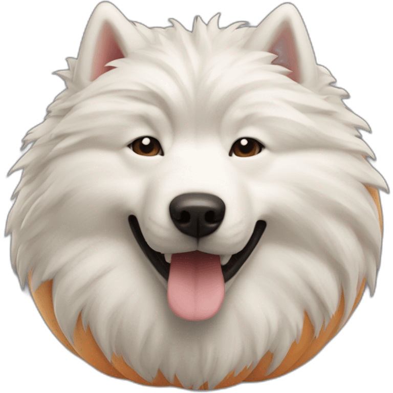 Pumpkin carved as a samoyed emoji