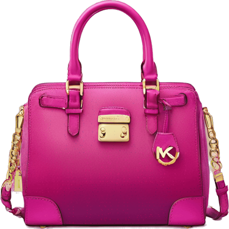 Realistic isolated magenta ombre Michael kors satchel purse.  emoji