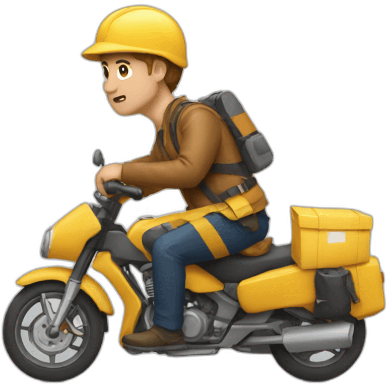 Courier with motorcycle car accident emoji