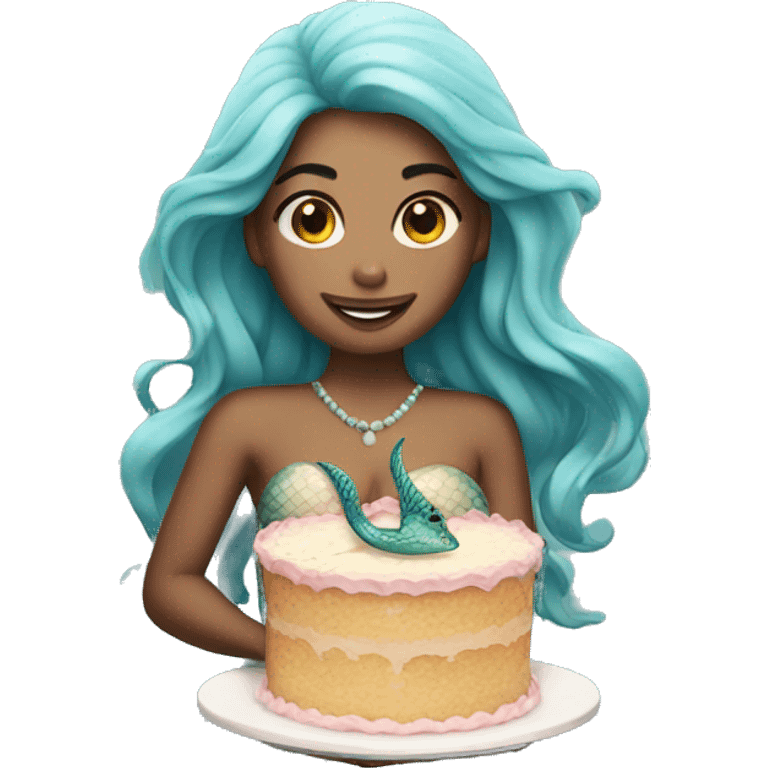 mermaid holding a cake emoji