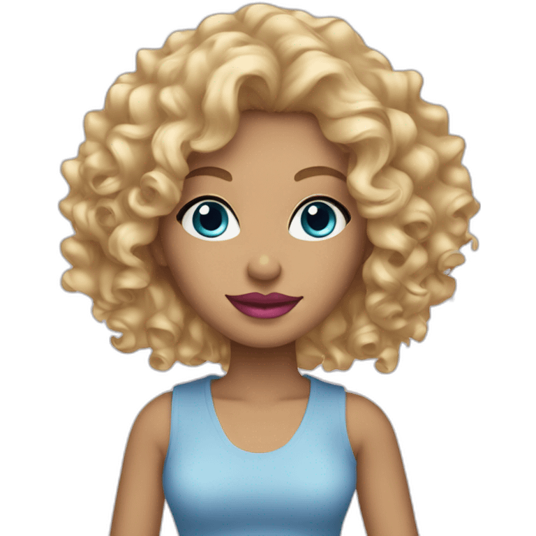 blonde curly haired woman blue eyes pink lips emoji