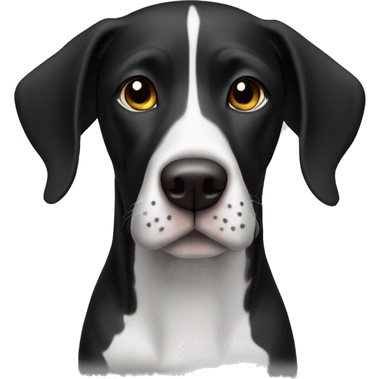 Black and white German shorthair dog with full black face  emoji