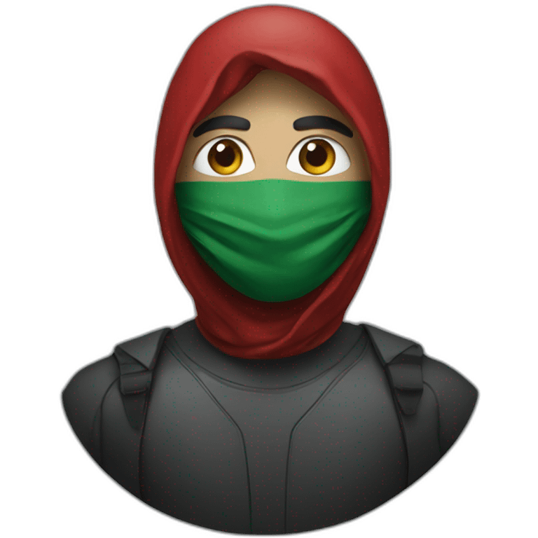 A man wearing a mask with the Palestinian flag on the mask emoji