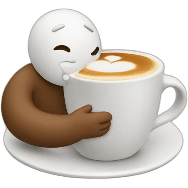 A person hugging a cup of cappuccino  emoji