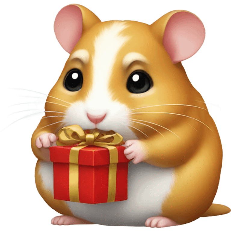 A hamster with a gift in its paws emoji