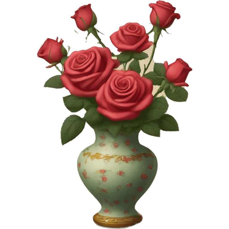 Roses in a vintage vase emoji