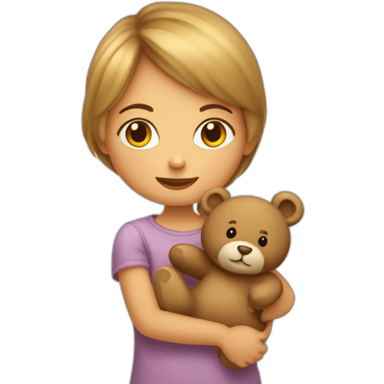 Fille un peu métisse avec un nounours emoji