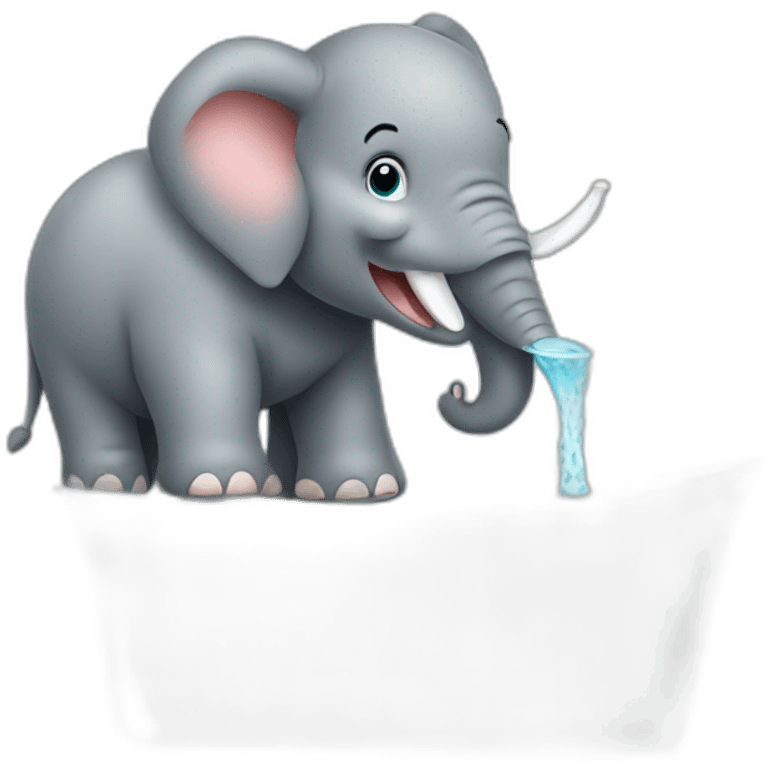 Elephant brushing teeth emoji