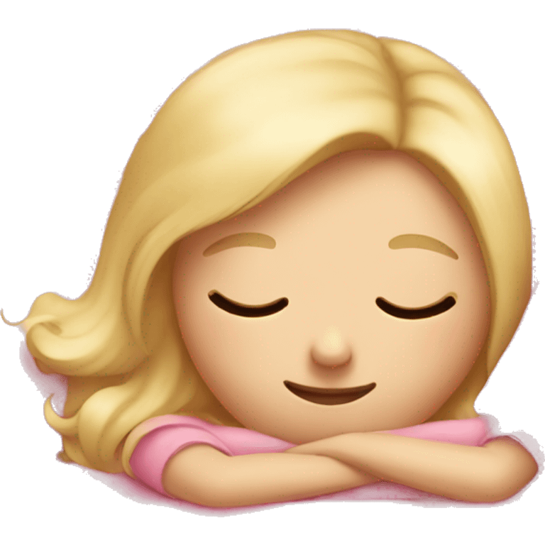 blonde hair girl sleeping in pink bed emoji