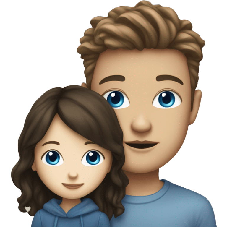 White boy with blue eyes kiss brunette girl  emoji