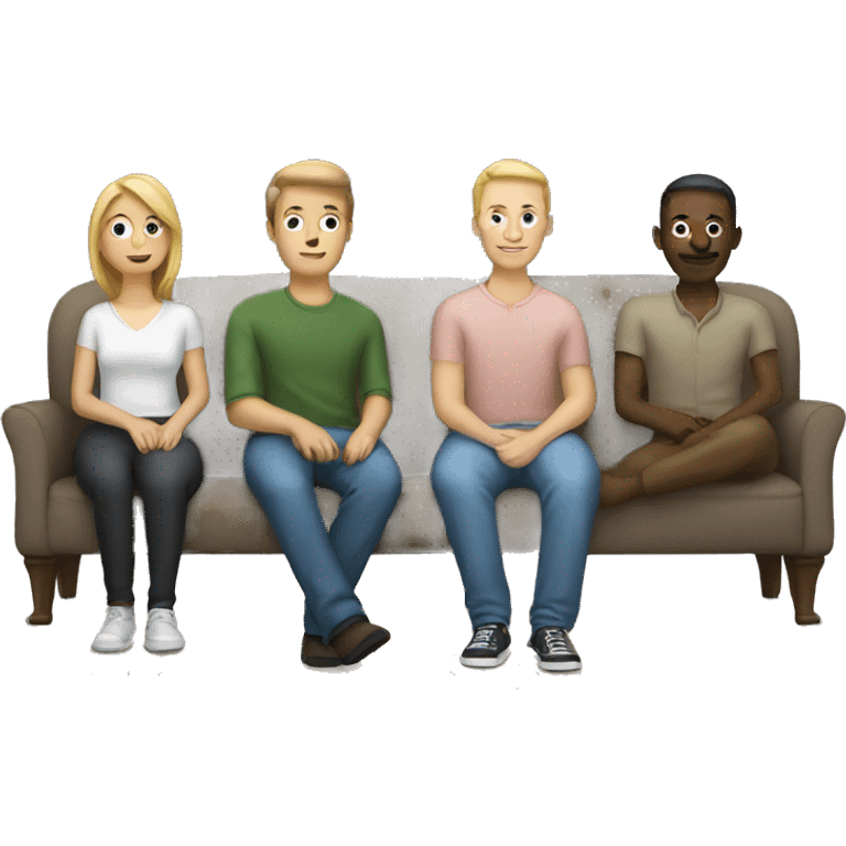 Four white people sit in a sofa emoji