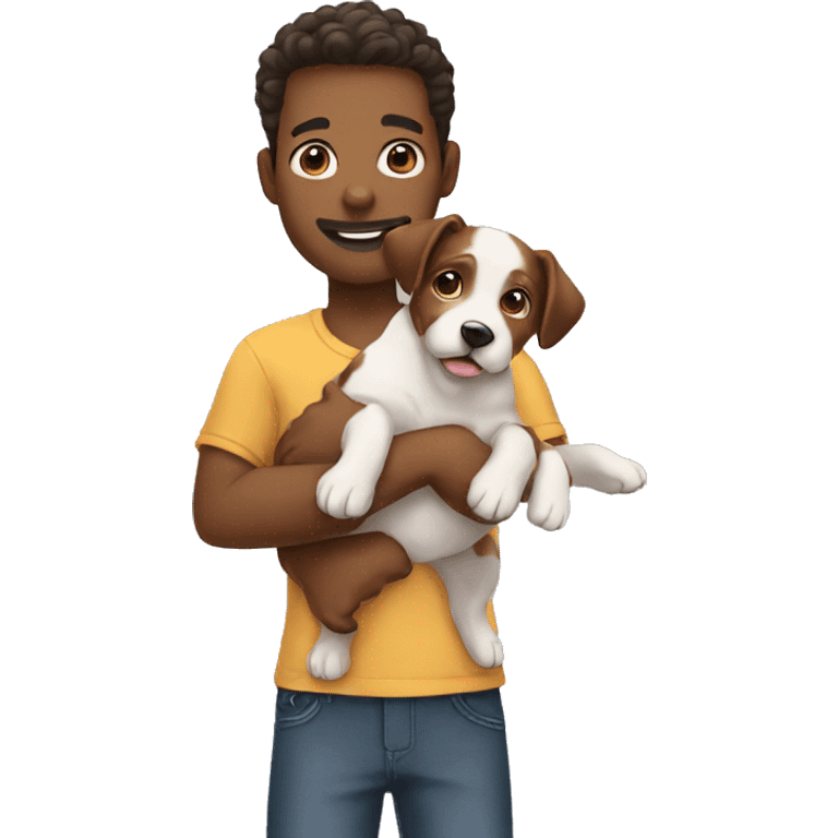 a man adopting a puppy emoji