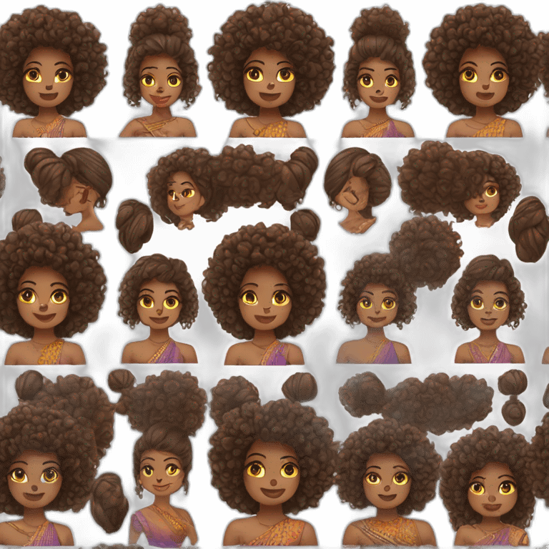 afro hair girl indian bindi emoji