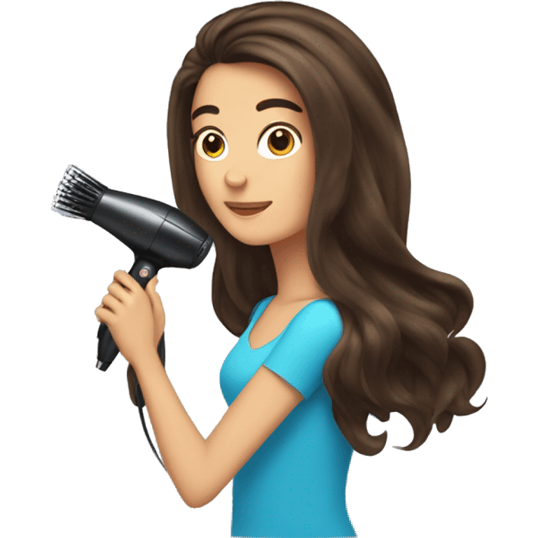 Brunette girl blow drying hair emoji