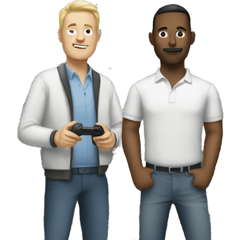 two white men play video games emoji