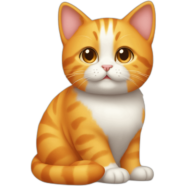 full body orange cute cat with mangos emoji