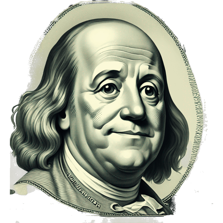 100 dollar bill with Benjamin Franklin making a wink emoji