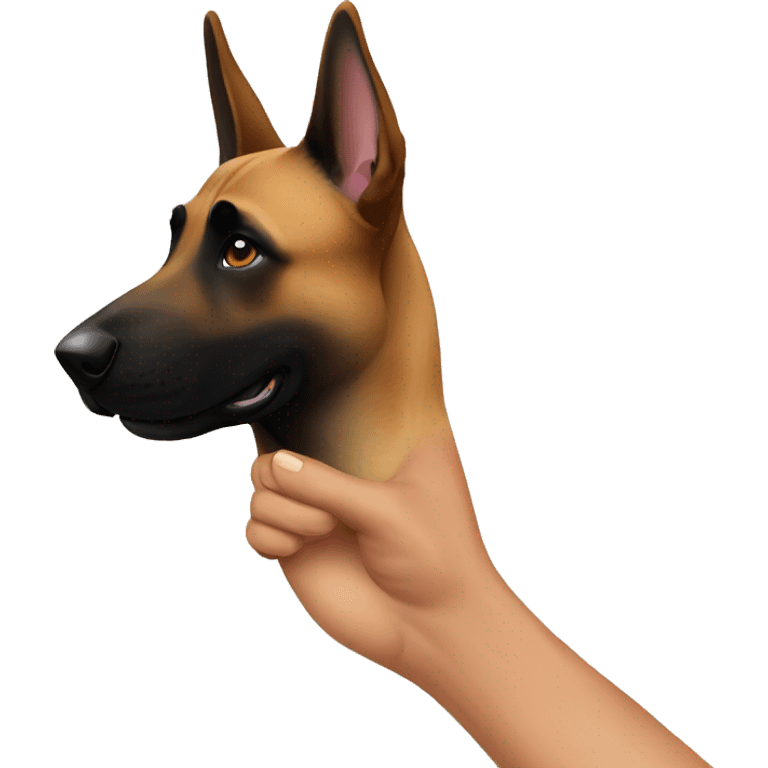 malinois say hello with hand emoji