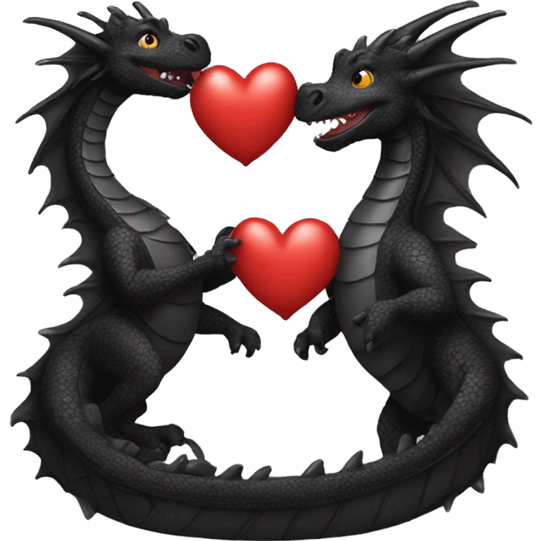 funny black dragon love emoji