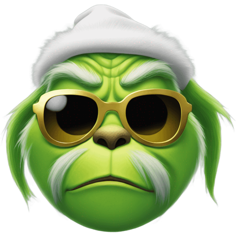 The grinch wearing a golden chain with sunglasses emoji