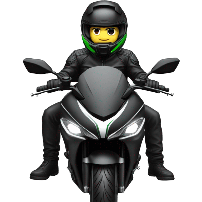 Un homme avec un casque sur une Kawasaki Z800 noir emoji