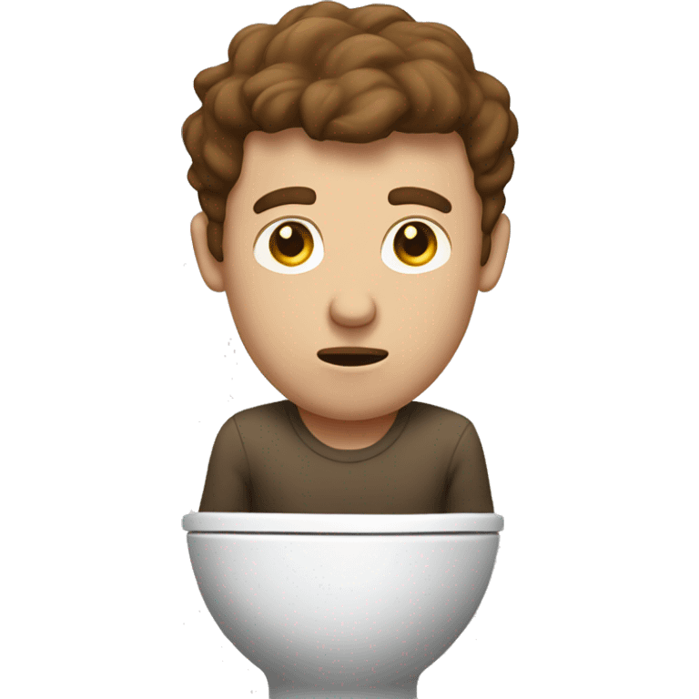 A man in a white toilet with brown hair with wide exasperation  emoji