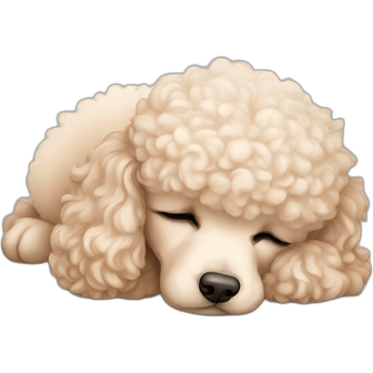 cream mini poodle sleeping emoji