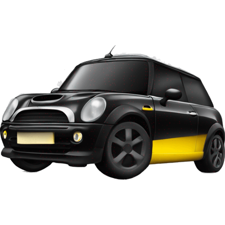 Black mini cooper with yellow mirror  emoji