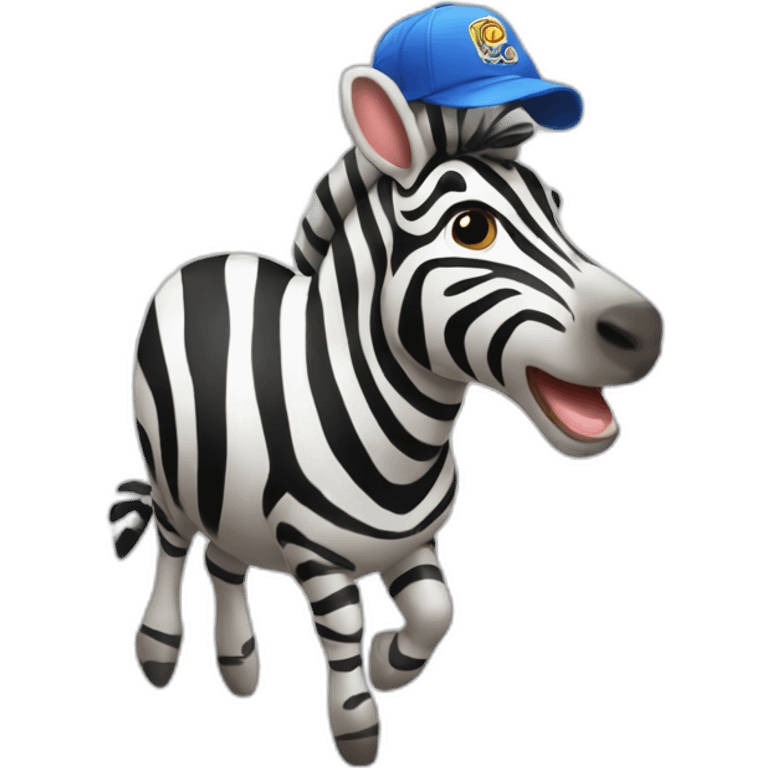 Hopping zebra wearing cap emoji