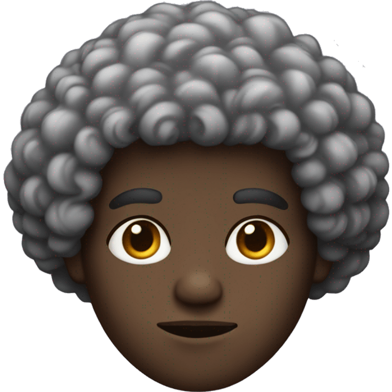 dark skin curly fro concerned man emoji