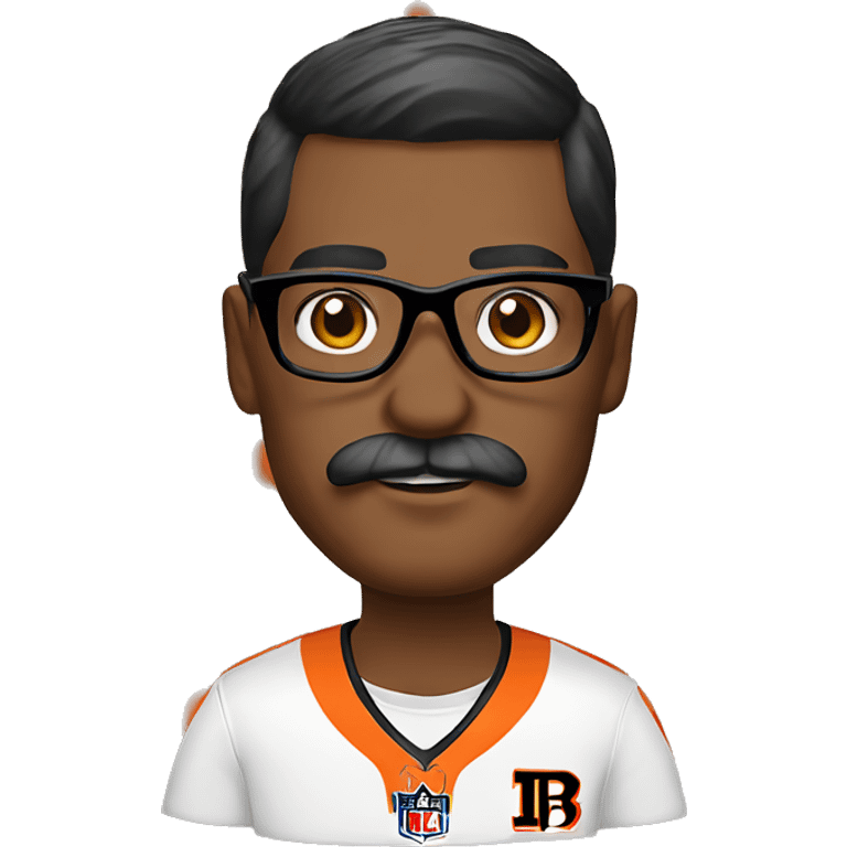 Bengals fan with glasses and a mustache emoji