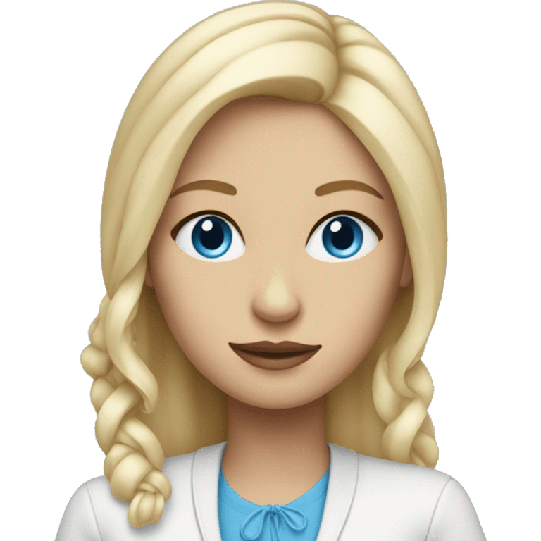 blonde girl in stylish outfit with blue eyes emoji