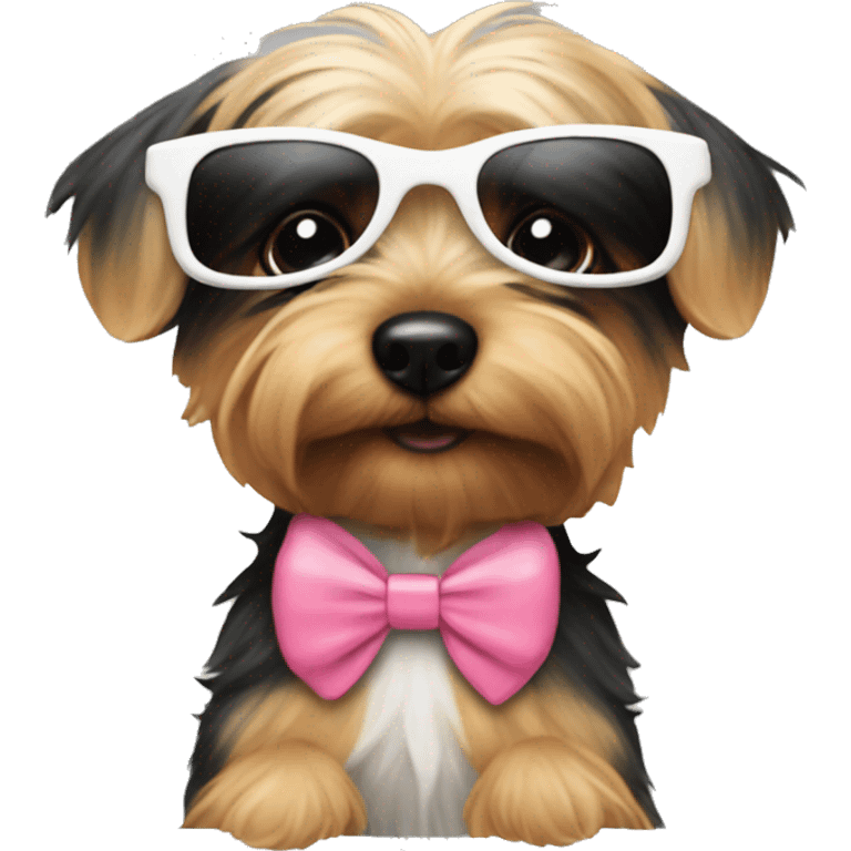 Dorkie with white sunglasses and bows  emoji