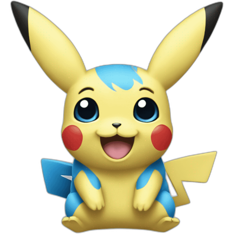 Blue pikachu happy emoji