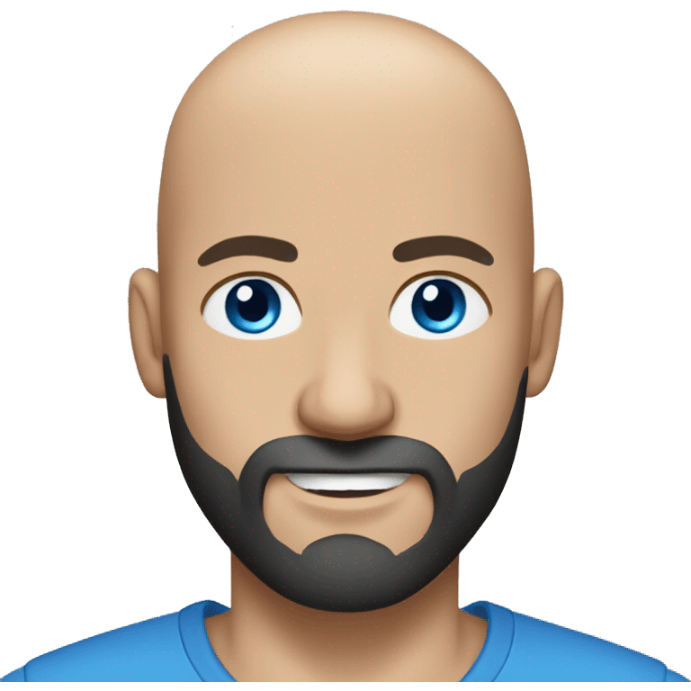 Fit bald man with black beard and blue eyes  emoji