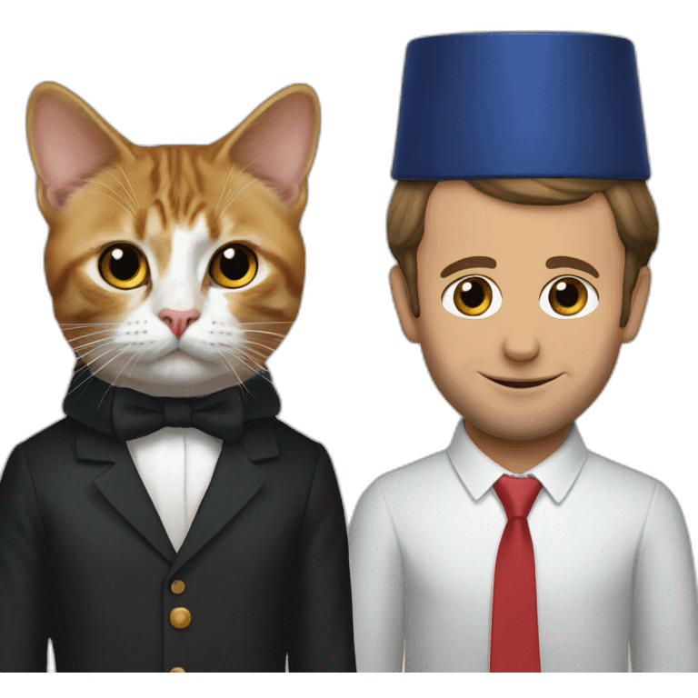 Emmanuel macron and a cat on his head emoji