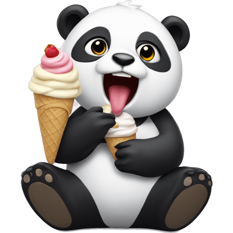 Panda eating ice cream emoji