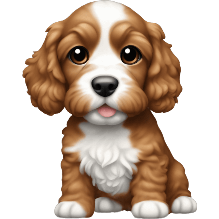 cockapoo puppy brownish orange in colour with white on stomach and chin emoji