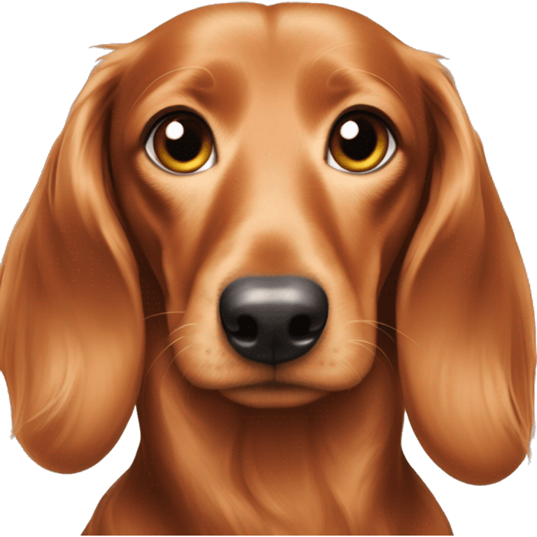 Redhead 👩🏼‍🦰 with light hair longhair dachshund in front of her emoji