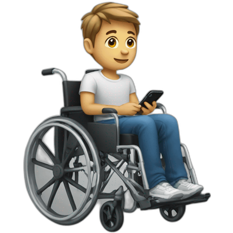 boy on wheelchair with iphone emoji