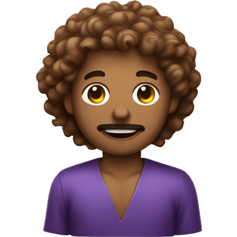 slightly Curly hair light brown skin man with meat and eggplant on a tray emoji